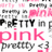 Pixelated static image with overlapping text fragments in pink and black on white background, including 'PRETTY', 'pink', and partial words.