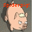 Pixelated image of a character with light skin, dark hair, and a green mark on forehead, with red text above reading 'Spiderpig!' on gray background.
