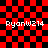 Red and black checkered background with four instances of white text 'Ryanw214' arranged in a pattern, showing animation changes in the right-side text positions