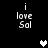 Black background with white pixelated text 'i love Sal' repeated four times and two pixelated heart symbols, one white and one gray.
