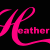 A split-screen icon with a large pink stylized 'H' on black and white backgrounds, partially overlaying the word 'heather' in pixelated lowercase letters.
