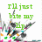 Animated sequence showing text changes over a blurred background with scattered colored shapes.