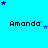 Pixelated blue background with repeated 'Amanda' text and scattered star animations in varying positions.