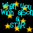 Cyan text reading "When you wish upon a star" repeats over yellow stars on black background with pixelated blur effect.