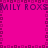 Pixelated text repeats across a bright pink background with dark purple border squares.