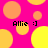 Pixelated pink background with yellow and orange circles, four instances of "Allie :}" text in black pixel font.