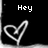 Black background with white neon-style heart outline and changing text: 'Hey', 'Beautiful', and '<3' in pixelated font.