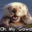 A four- shows a sea otter with text overlays expressing surprise, transitioning from 'Oh. My. Gawd' to 'no way!' in the top-right