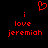 Red pixelated text and heart symbol on black background, with 'i love jeremiah' repeated twice.