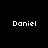 Four display the name 'Daniel' in white pixelated text against black, purple, pink, and dark purple backgrounds