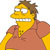 Yellow-skinned cartoon character with brown hair, wearing a brown shirt, smiling with visible teeth, pixelated rendering on white background.
