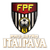Pixelated shield-shaped icon with red banner displaying 'FPF' in yellow letters, vertical black and white stripes, and a soccer ball at center, below which 'ITALPANA' appears in beige block letters.