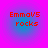Four identical square display red pixelated text 'EmmoV5 rocks' on a blue-to-magenta gradient background