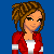 Pixel art contact sheet showing multiple views of a female character in red jacket and jeans with text labels "lil Shorty" and "Cute" on blue background.