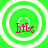Four identical circular icons with green backgrounds and white concentric rings, each containing red text 'hils' in the center.