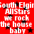 Red background with white text repeating 'South Elgin AllStars we rock the house baby' and black stars, no visible animation changes.
