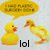 Yellow duckling and duck face each other with speech bubbles; text 'lol' appears between them on a light background.