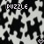 A 4-frame animated contact sheet showing a black-and-white puzzle-piece pattern with