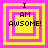 Four identical pixelated squares with yellow and pink borders display "I AM AWSOME!" text in black block letters.