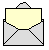 A pixelated animation of an envelope and red post box with sequential changes in shape, color, and position across three