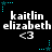 Black background with repeated white text 'kaitlin elizabeth' and '<3' symbols, surrounded by cyan star and dot patterns.