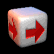 A white cube with red arrows on multiple faces rotates against a black background, showing different arrow orientations across frames.