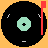 Pixelated black vinyl records with light green centers and red tonearms on an orange background, arranged in a pattern
