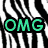 Six distinct buddy icon designs featuring 'OMG' text and one with 'I forgot', each on unique patterned backgrounds including zebra stripes, colorful swirls, and a heart outline.