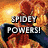 Animated icon with four distinct scenes: fiery background with 'SPIDEY POWERS!', rainbow sky with 'ANNIE IS COOLER THAN GRAN', horse-like creature, and gray