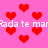 Pixelated red hearts float over a pink background with repeated white text reading 'Rada te marada te mar' in two horizontal bands.
