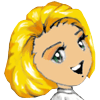 Four of a cartoon character with blonde hair showing facial expression changes from open-mouthed smile to closed eyes