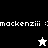 Pixelated text 'mackenziii' appears in white on black and gray backgrounds with two star-shaped figures, one white above a black figure below.