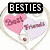 Four distinct pixelated display text and imagery: a heart with 'Best Friends' text, a cartoon character with 'WE SMIRK WE LAUGH WE FLIRT', a blue background with 'WE LOVE WE SHARE WE CARE', and three people with 'US' text