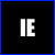 Four- shows white 'IE' text on black background with blue border; top-left is upright, top-right is rotated clockwise, bottom-left is heavily distorted, and bottom-right is empty gray