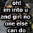 A static image of a song lyric collage with black text on dark backgrounds, featuring phrases like "oh! im into u" and "and now i know i can be the only 1.".