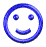 Blue circular outline with two dots and a curved line forming a smiling face, displayed in multiple variations including oval shapes and partial rings.
