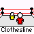 Animated sequence showing a red-shirted figure interacting with yellow buckets on a clothesline, with text labels below each frame.