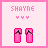 Pixelated pink icon with 'SHAYNE' text above three small hearts and two identical vertical shapes below.