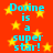 Red background with yellow stars and blue text reading "Dorine is a super star!" repeated twice.