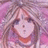A 48x48 pixel buddy icon split into two frames showing a pink-haired anime character on the left and text elements on the right against black background.