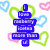 A static image with a white background featuring colorful heart outlines and a blue wordwall text stack.