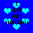 Blue background with light blue heart shapes and black text reading 'I GOT HIM SUICIDAL' in pixelated font, arranged in a pattern with repeated text and heart motifs
