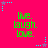 A static image with a bright pink background featuring repeated green text 'live. laugh. love.' and scattered blue and purple star-shaped pixel art elements.