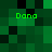 Green pixelated with four instances of the text 'Dona' in bright green, set against dark green and black squares