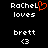 Pixelated text and symbols on black background with one version showing red heart symbol replacing 'L' in 'Rachel' and the other showing 'L' as standard pixel character.