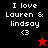 Four display 'I love Lauren & lindsay <3' text with star symbols changing from red to black across backgrounds