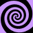 Four identical black and purple spiral patterns arranged in a on a solid background