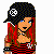 Pixel art buddy icon featuring a punk-style character with red hair, black cap, striped top, and shorts on left; partial torso view of same character on right above "Punk Princess" text.