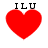 Four red heart shapes with black text "ILU" above each, arranged in a on white background