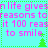 Pixelated cyan background with pink text repeating 'n life gives reasons to it 100 reas to smile' and green tree icons in a